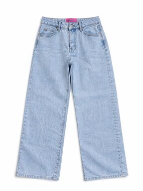 Edikted Light Blue low-Rise Raelynn Wide Leg Jeans